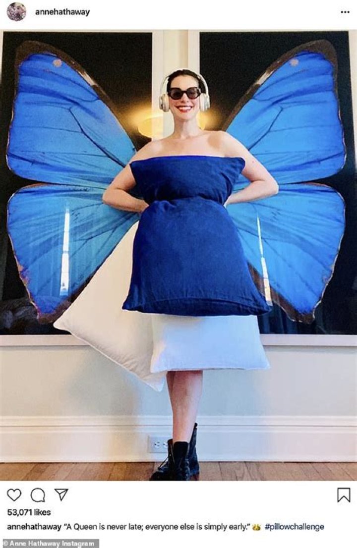 Anne Hathaway Channels Her Iconic ‘Princess Diaries’ Role In Stunning Pillow Challenge Pic