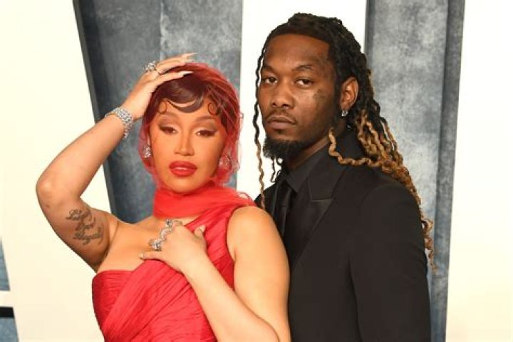 Cardi B Stuns In A Low-Cut Pink Dress While Cuddling With Husband Offset At Pre-Grammy Party